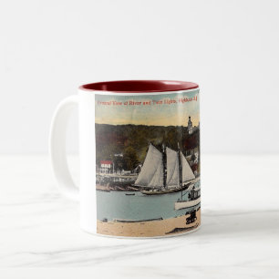 Caneca De Café Em Dois Tons Luzes Gêmeas, Terras Altas, Magneta Postcard NJ V