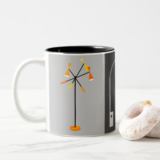 Caneca De Café Em Dois Tons Luzes Retro (Com Donut)