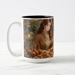 Caneca De Café Em Dois Tons Maçã de Caramelo Outono – Doce Colheita Dourada Ac