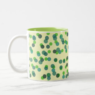Caneca De Café Em Dois Tons maçã verde e bolinhas pontilhadas de azul verde