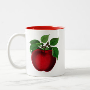 Caneca De Café Em Dois Tons Maçã Vermelha Vintage