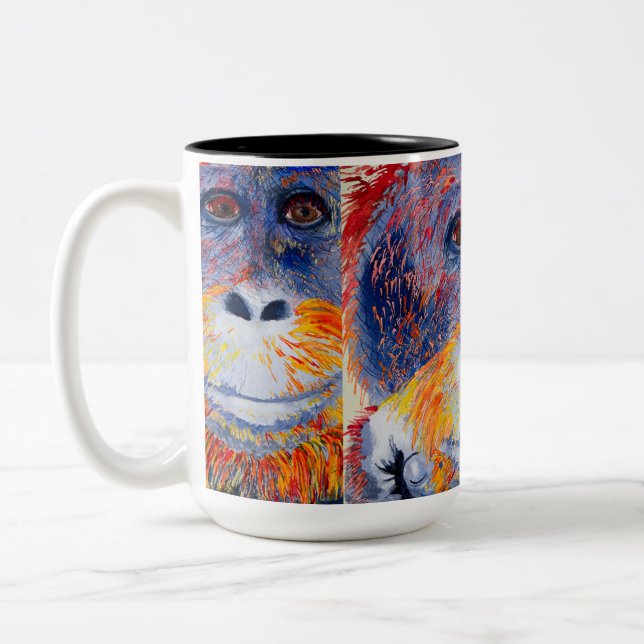 Caneca De Café Em Dois Tons Macaco (Esquerda)