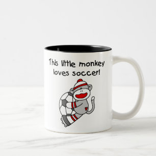 Caneca De Café Em Dois Tons Macaco da peúga do futebol