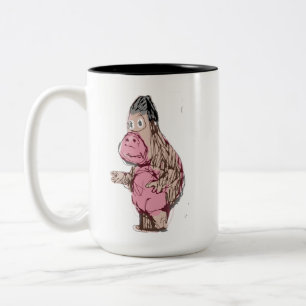 Caneca De Café Em Dois Tons Macaco de Desenho Animado Divertido & Esboço de Ma