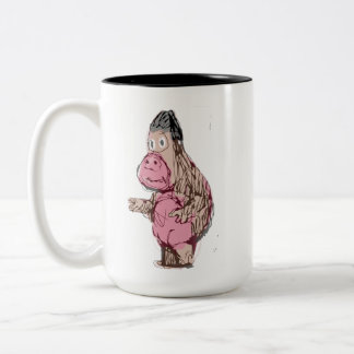 Caneca De Café Em Dois Tons Macaco de Desenho Animado Divertido & Esboço de Ma