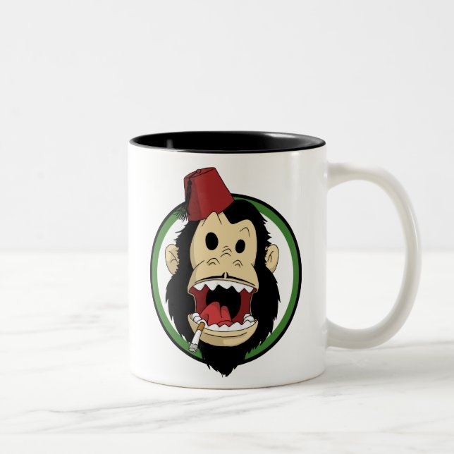 Caneca De Café Em Dois Tons macaco de fumo (Direita)