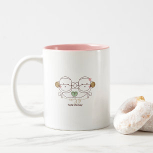 Caneca De Café Em Dois Tons Macaco de Meia Aconchegante
