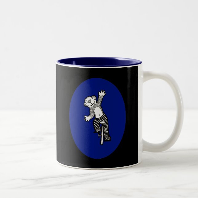 Caneca De Café Em Dois Tons Macaco do Unicycle do divertimento (Direita)