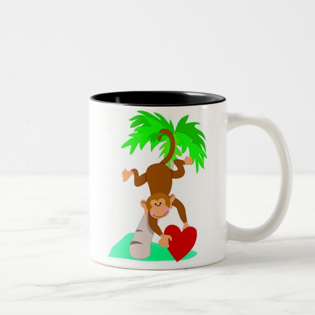 Caneca De Café Em Dois Tons Macaco dos namorados (Direita)