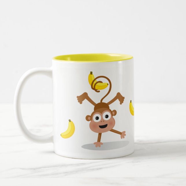 Caneca De Café Em Dois Tons Macaco e bananas (Esquerda)