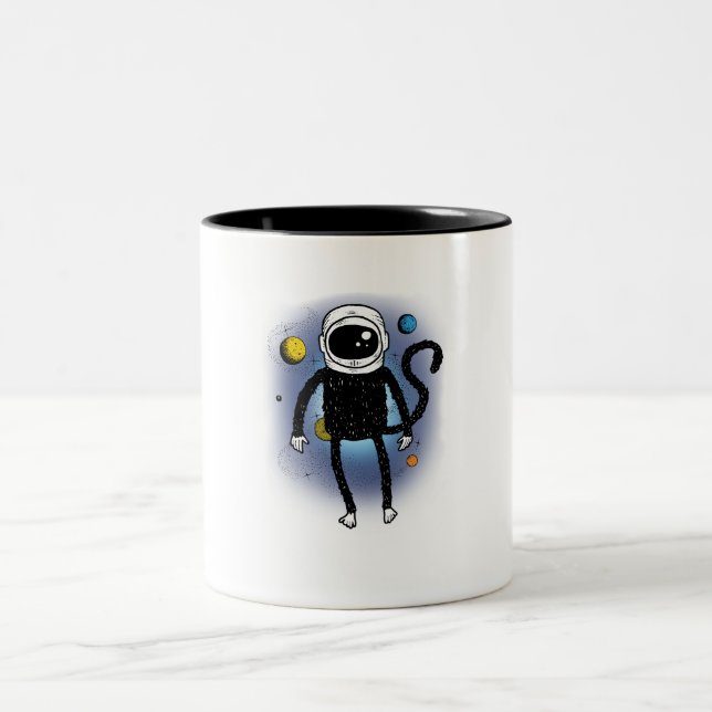 Caneca De Café Em Dois Tons Macaco espacial (Centro)