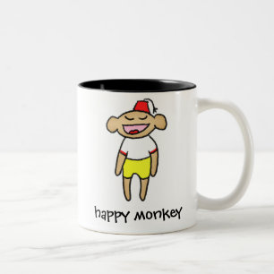 Caneca De Café Em Dois Tons Macaco Feliz