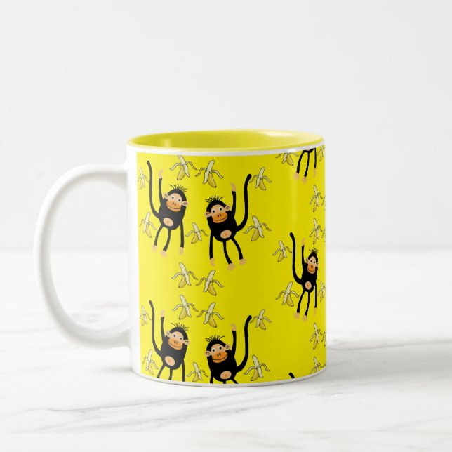 Caneca De Café Em Dois Tons Macaco-Pequeno-Cachinho E Bananas (Esquerda)