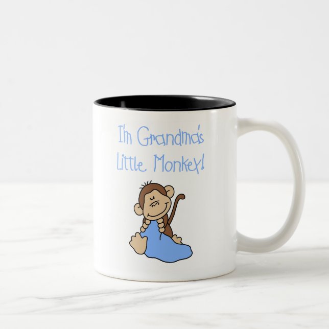 Caneca De Café Em Dois Tons Macaco pequeno das avós azuis (Direita)
