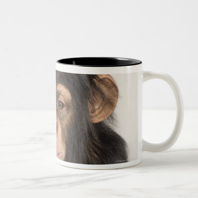 Caneca De Café Em Dois Tons Macaco que risca sua cabeça (Direita)