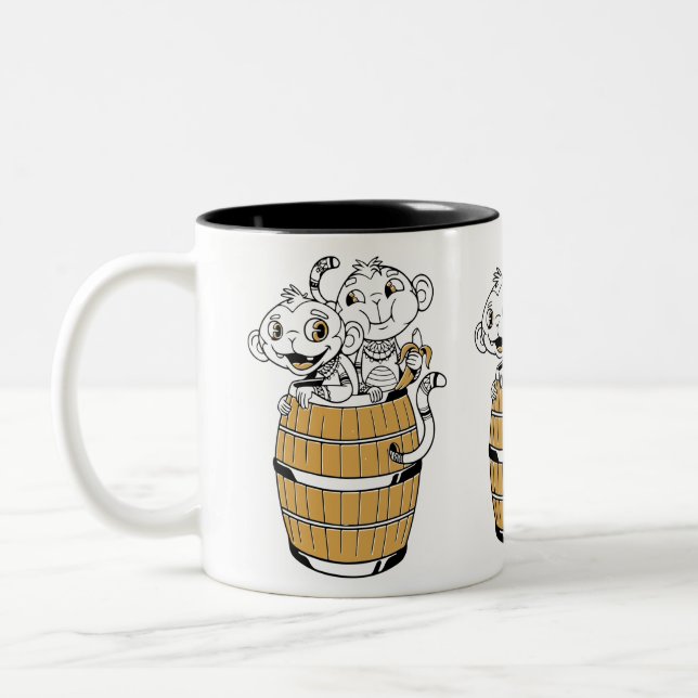 Caneca De Café Em Dois Tons Macaco tribal da Cartoon (Esquerda)