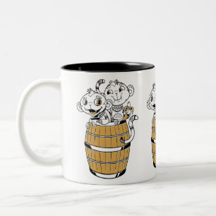Caneca De Café Em Dois Tons Macaco tribal de desenho animado