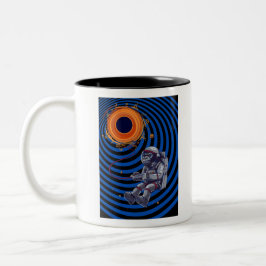 Caneca De Café Em Dois Tons macaco voando no espaço