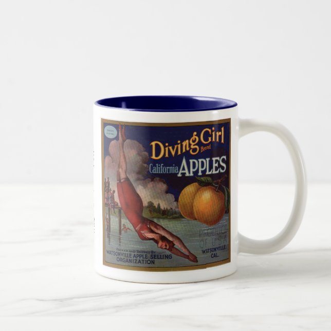 Caneca De Café Em Dois Tons Maçãs da menina do mergulho (Direita)