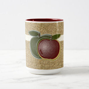 Caneca De Café Em Dois Tons Maçãs Texturizadas 3D Grandes