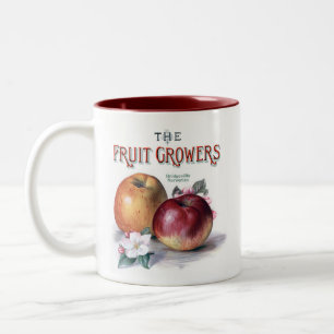 Caneca De Café Em Dois Tons Maçãs Vintage com Flores Os Produtores De Frutas