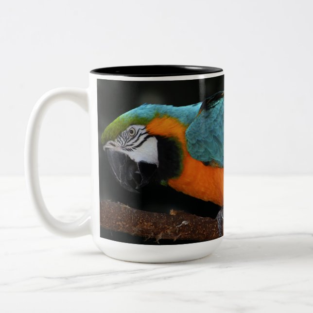 Caneca De Café Em Dois Tons Macaw azul e Dourado bonito (Esquerda)