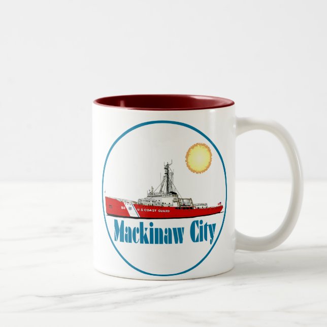 Caneca De Café Em Dois Tons Mackinaw City Michigan (Direita)