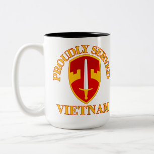 Caneca De Café Em Dois Tons MACV Vietnã orgulhosamente servido