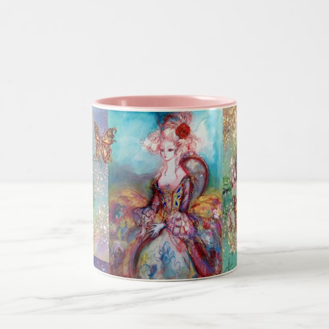 CANECA DE CAFÉ EM DOIS TONS MADAME POMPADOUR / BOTTERFLY EM ESPUMES DOURADOS (Centro)