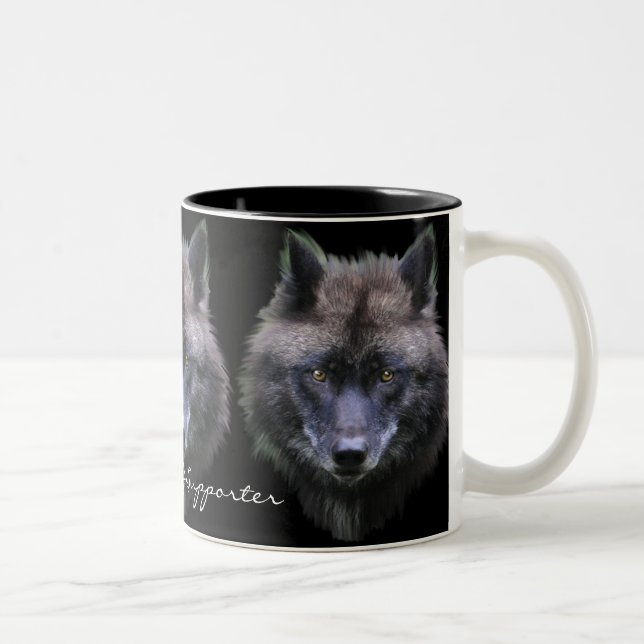 Caneca De Café Em Dois Tons MADEIRA WOLF APOIADOR Wildlife Gift Mug (Direita)