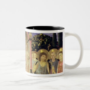 Caneca De Café Em Dois Tons Madonna e criança enthroned com santos (altarpiec