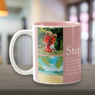 Caneca De Café Em Dois Tons Madrasta, Definição de Madrasta 4 Colagem de Fotos