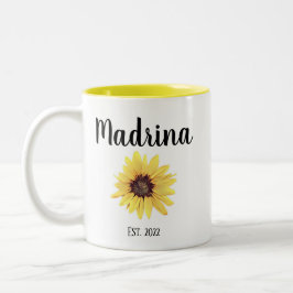 Caneca De Café Em Dois Tons Madrina Est Personalizada. Girassol pintado
