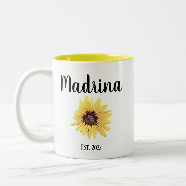 Caneca De Café Em Dois Tons Madrina Est Personalizada. Girassol pintado (Esquerda)