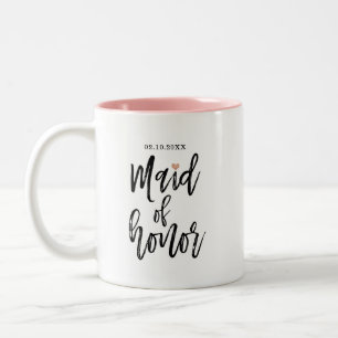 Caneca De Café Em Dois Tons Madrinha de casamento Dourada de Corações com Scri