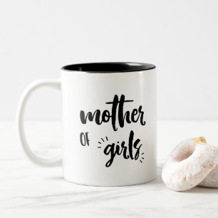 Caneca De Café Em Dois Tons Mãe das Meninas Mug, Presente de Dia de as mães