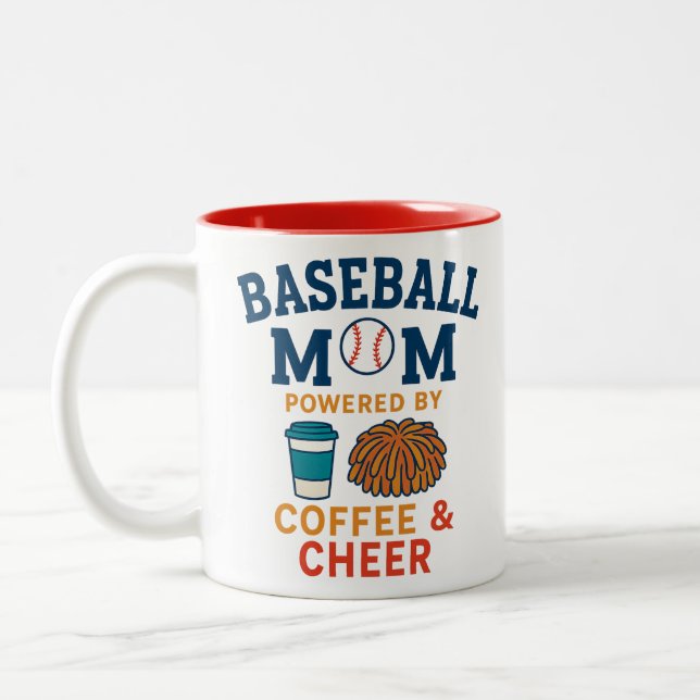 Caneca De Café Em Dois Tons Mãe de baseball com café e animação (Esquerda)