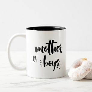 Caneca De Café Em Dois Tons Mãe de Boys Mug, Presente de Dia de as mães
