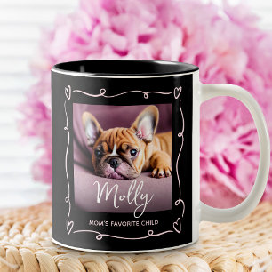 Caneca De Café Em Dois Tons Mãe de Cachorro Favorita Foto Criança Coração Rabi