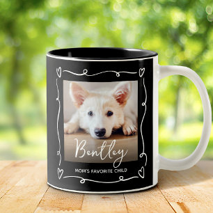 Caneca De Café Em Dois Tons Mãe de Cachorro Filho Favorito Foto Corações Desen