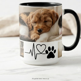 Caneca De Café Em Dois Tons Mãe de Cachorro Resgate da Pegada do Coração