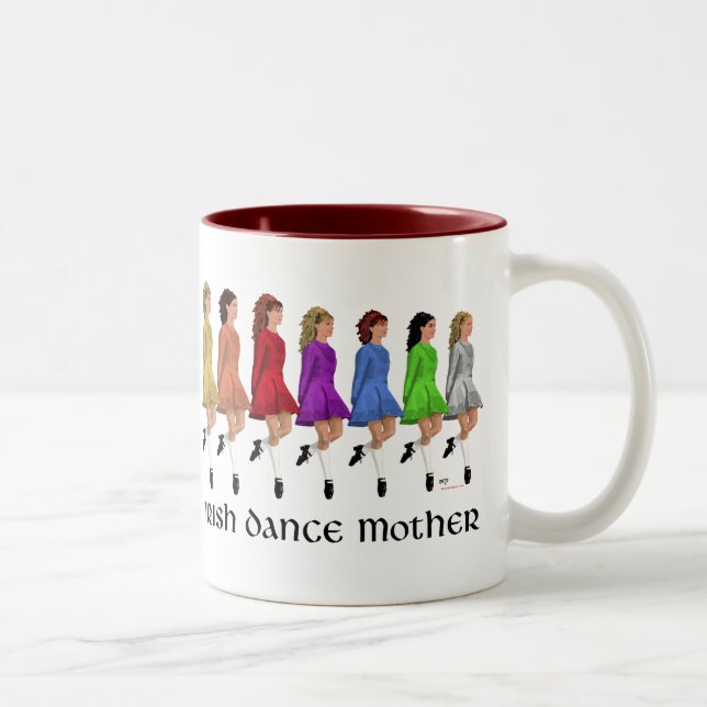 Caneca De Café Em Dois Tons Mãe de Dança Step Irlandesa - Linha Arco-íris (Direita)