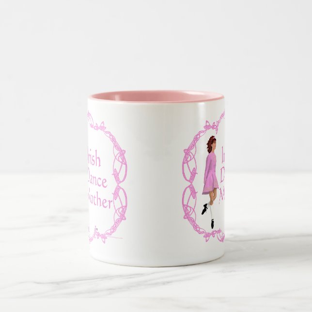 Caneca De Café Em Dois Tons Mãe de Dança Step Irlandesa - Rosa (Centro)