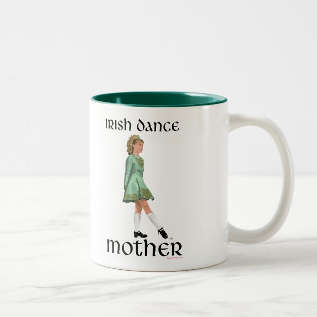Caneca De Café Em Dois Tons Mãe de Dança Step Irlandesa - Verde (Direita)