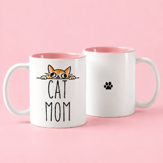 Caneca De Café Em Dois Tons Mãe de Gato Amante de Gato Fofo
