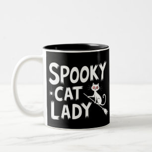 Caneca De Café Em Dois Tons Mãe de Gato Assustador Senhora de Gato Assustador 