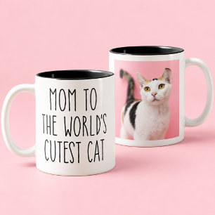 Caneca De Café Em Dois Tons Mãe de Gato Foto Personalizada do Gato Mais Fofo d