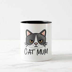 Caneca De Café Em Dois Tons mãe de gatos