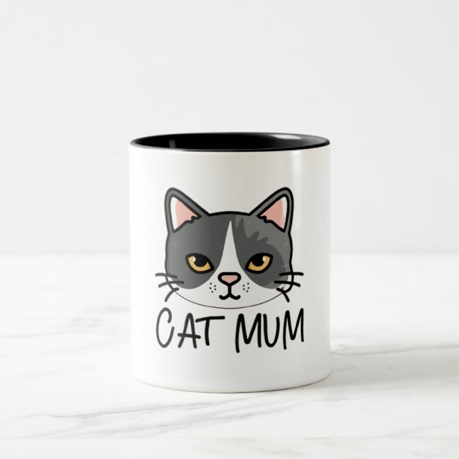 Caneca De Café Em Dois Tons mãe de gatos (Centro)