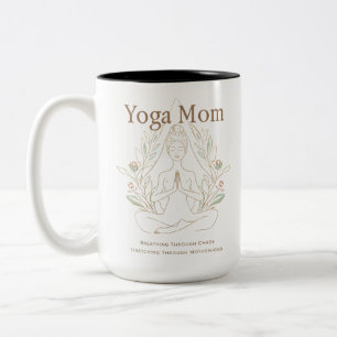 Caneca De Café Em Dois Tons Mãe de Yoga Respirando Através da Maternidade